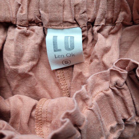 Cropped Wide Leg 100% Linen trousers Indie Brand Len OK - Picture 4 of 9